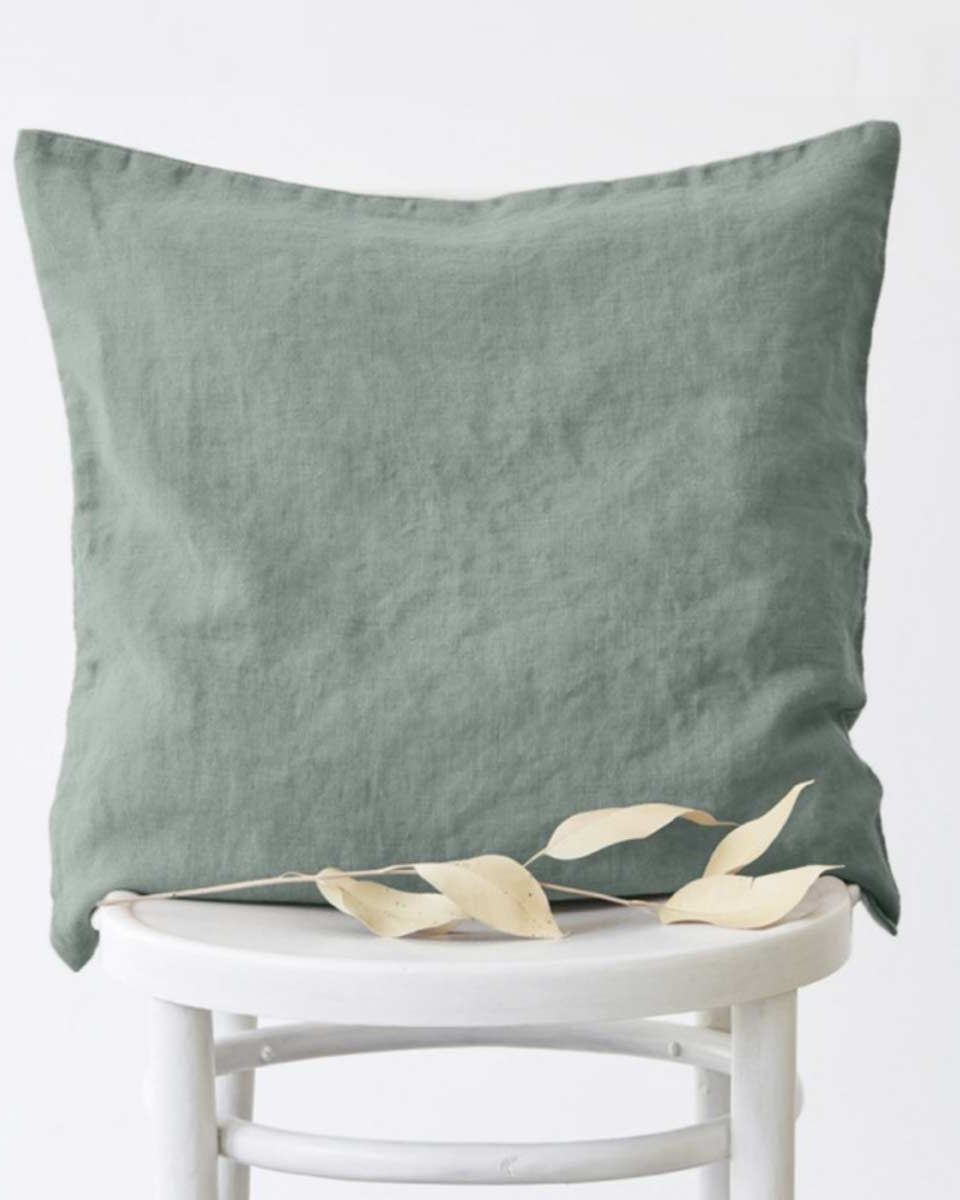 Cuscino in lino verde green milieu