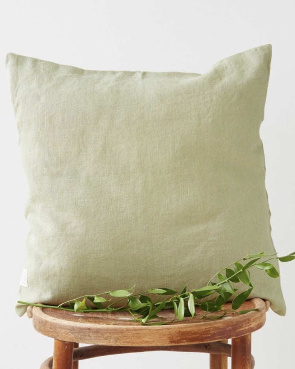 Cuscino verde salvia in puro lino