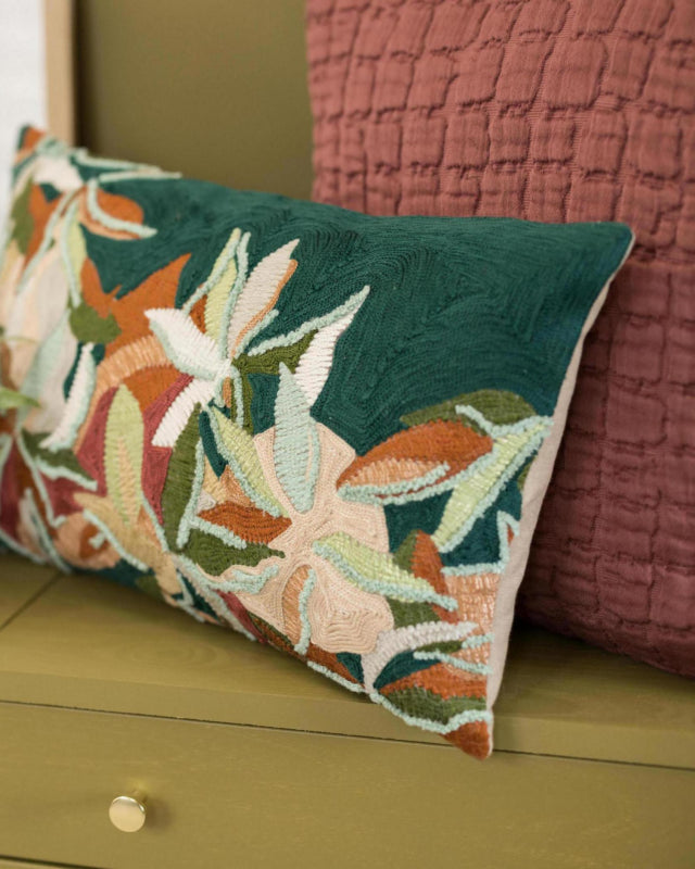 Cushion Alina Embroidered Petrole 45 X 45