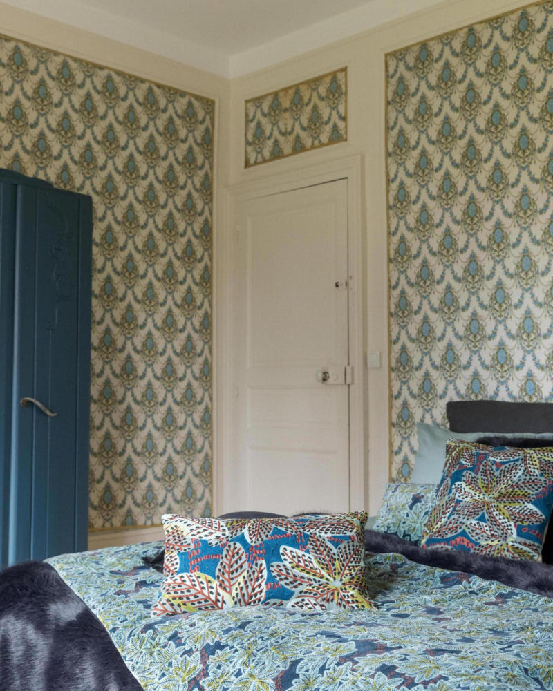 Cushion Ariane Embroidered Petrole 30 X 50