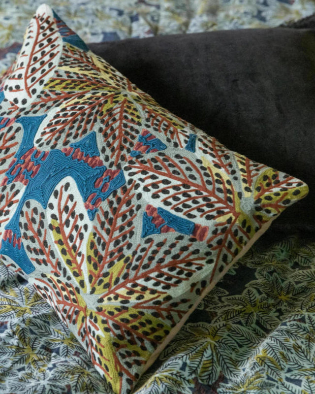 Cushion Ariane Embroidered Petrole 30 X 50