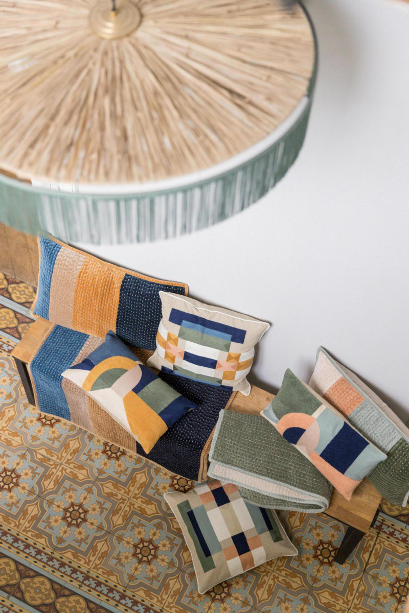 Cushion Elise Patchs Cobalt 40 X 65