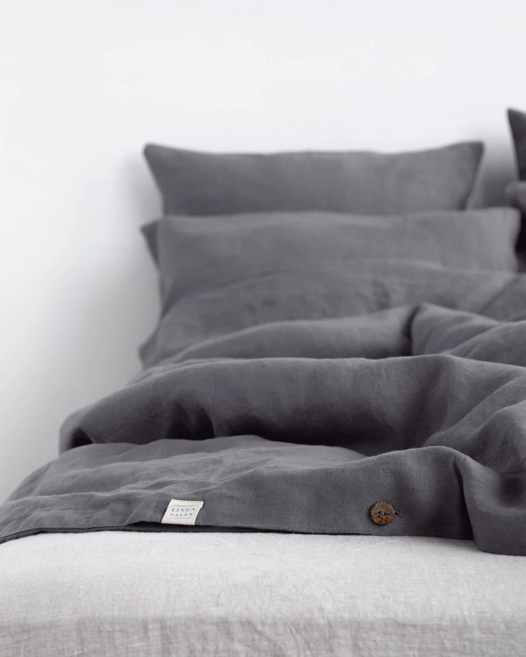 Dark Grey - set copripiumino in lino grigio scuro + federe