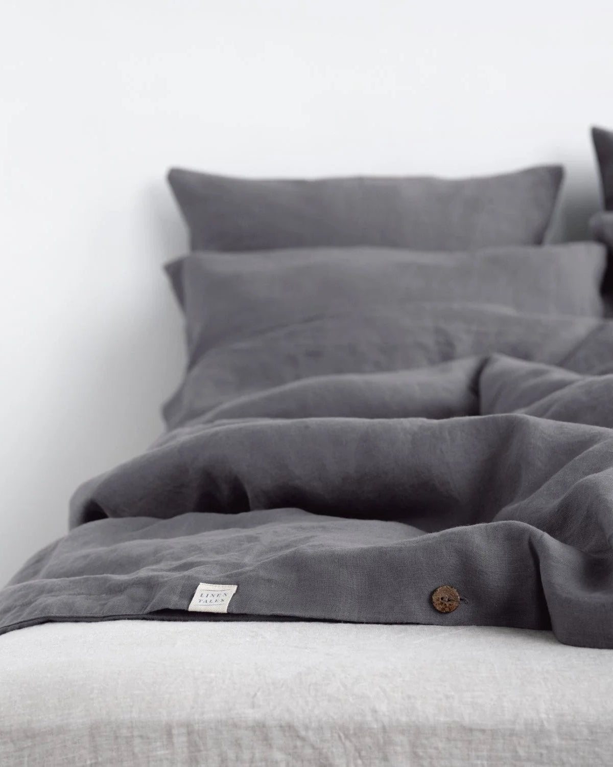 Dark Grey - set copripiumino in lino grigio scuro + federe
