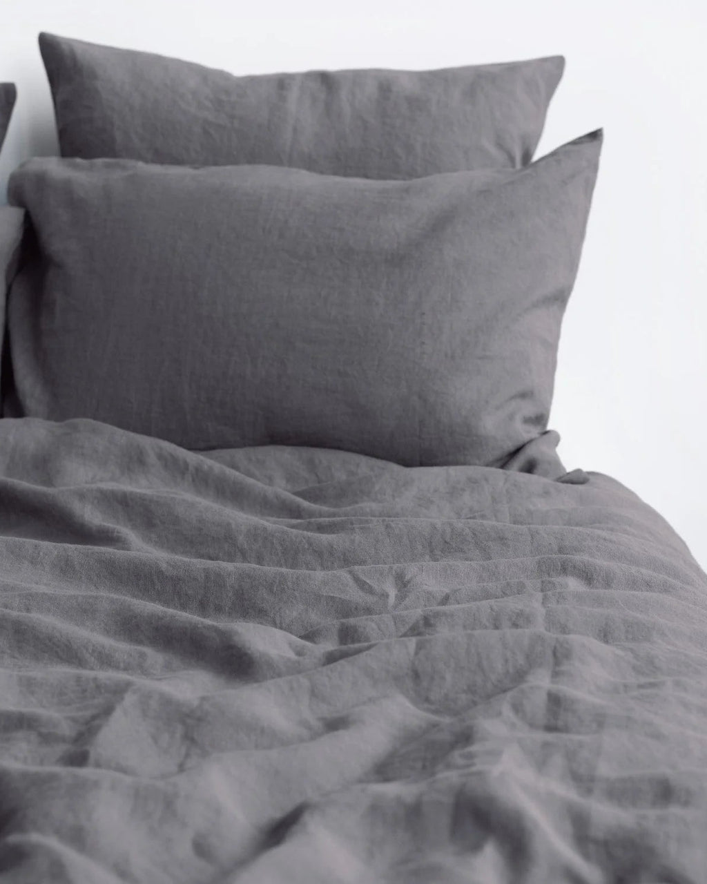 Dark Grey - set copripiumino in lino grigio scuro + federe