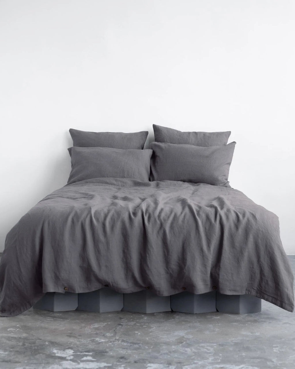 Dark Grey - set copripiumino in lino grigio scuro + federe