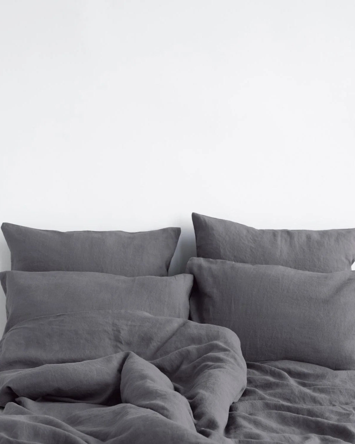 Dark Grey - set copripiumino in lino grigio scuro + federe