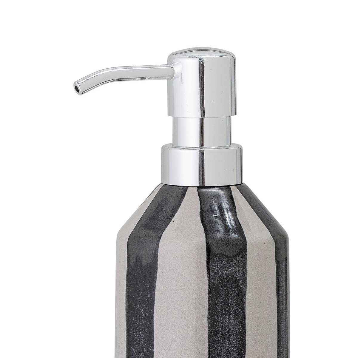 Dispenser porta sapone in ceramica a righe bianche e nere