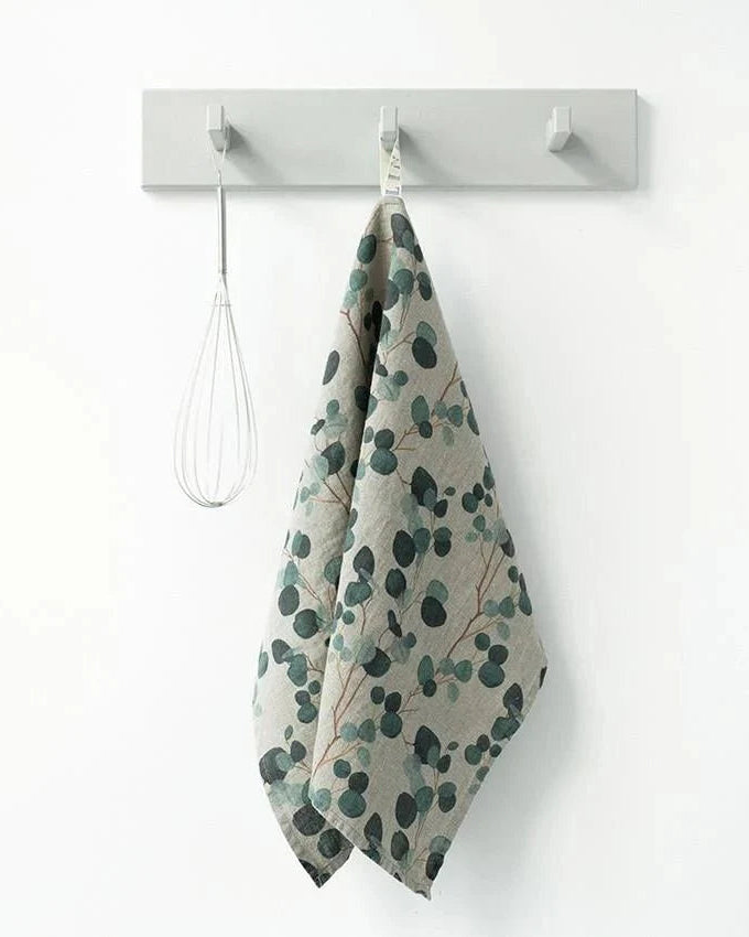 Eucalyptus - set 2 canovacci in lino ramage a foglie