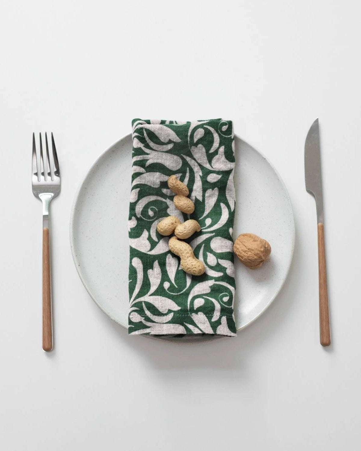 Evergreen - Set 4 tovaglioli in lino, fantasia verde scuro