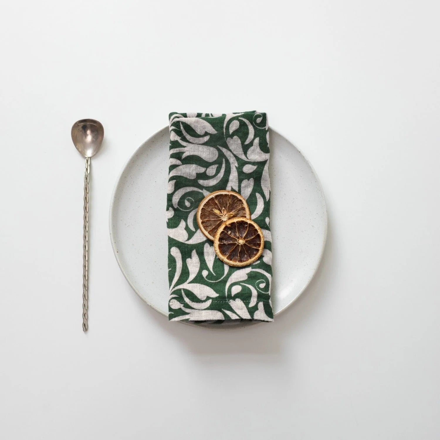 Evergreen - Set 4 tovaglioli in lino, fantasia verde scuro