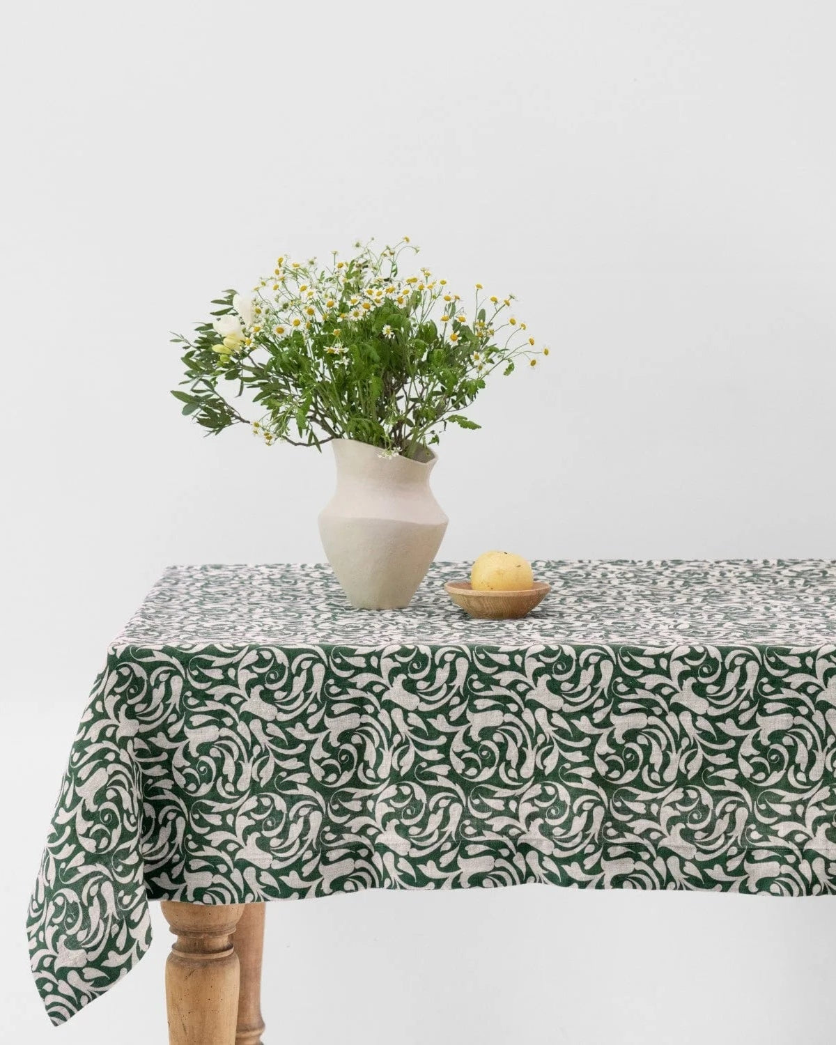 Evergreen - tovaglia in lino fantasia verde scuro
