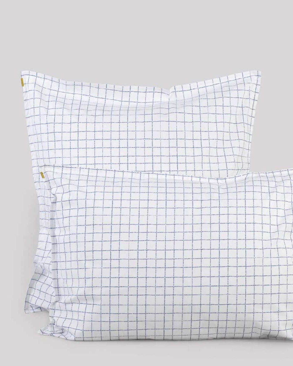 Federa cuscino a quadretti blu