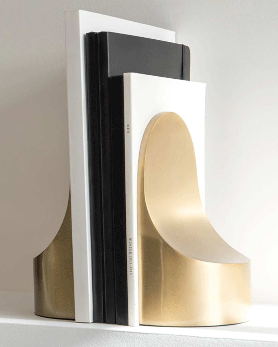 Fermalibri moderno in ottone