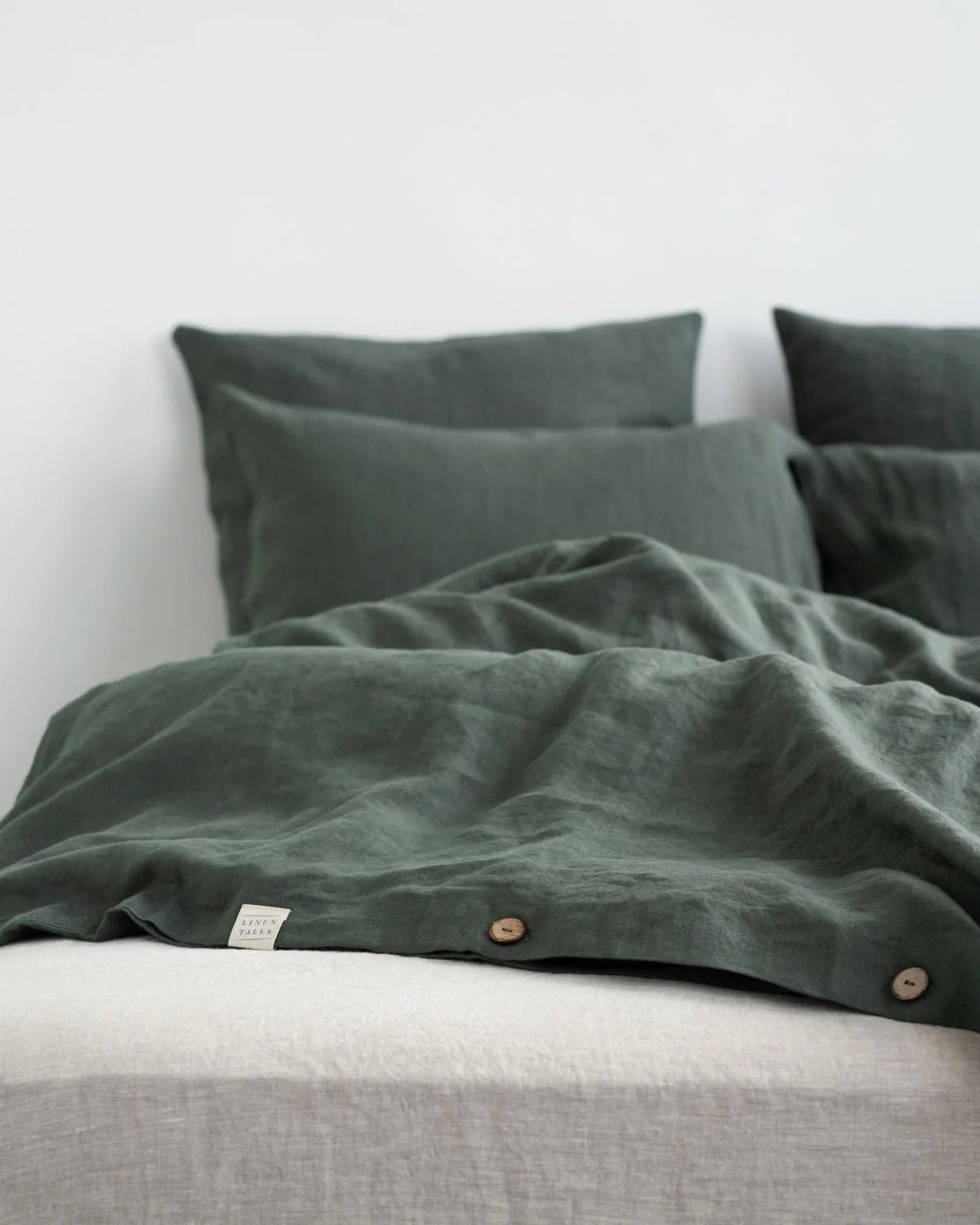 Forest Green -  set copripiumino in lino color verde scuro + federe