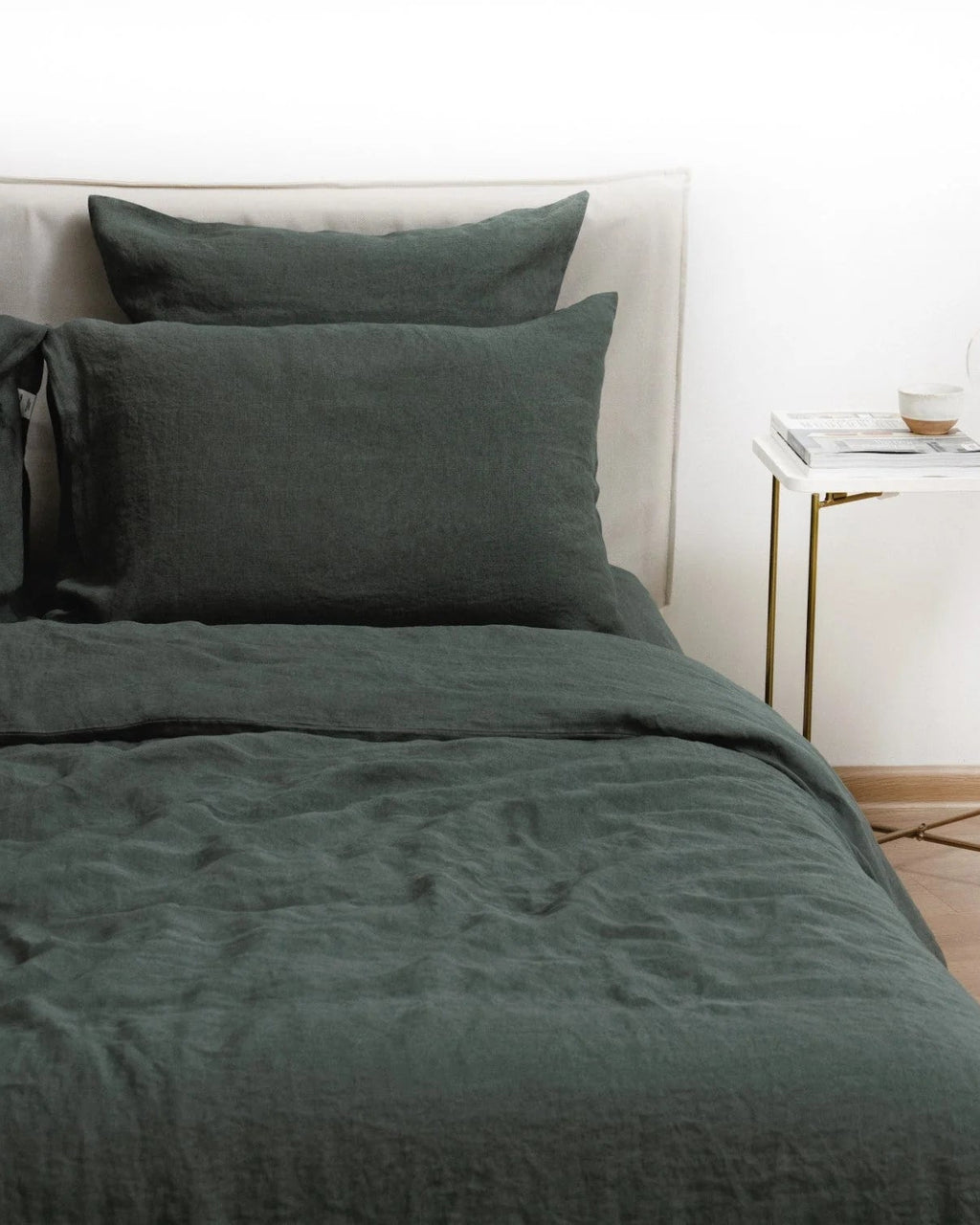 Forest Green -  set copripiumino in lino color verde scuro + federe