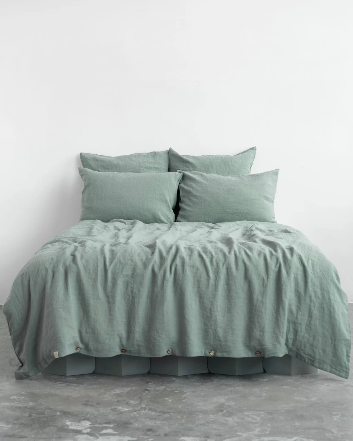 Green Milieu - set copripiumino in lino verde grigio + federe