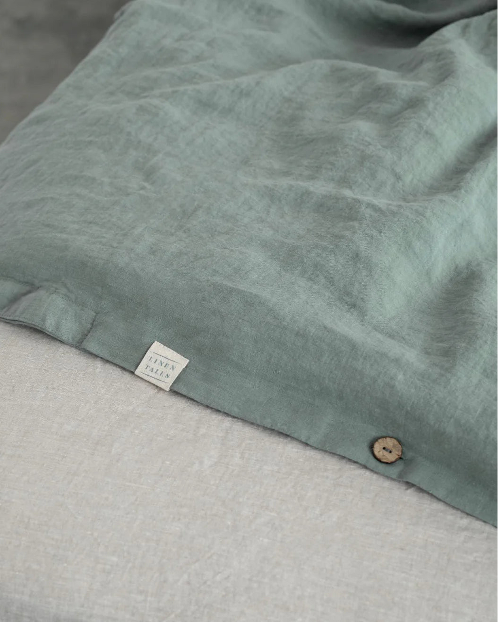 Green Milieu - set copripiumino in lino verde grigio + federe