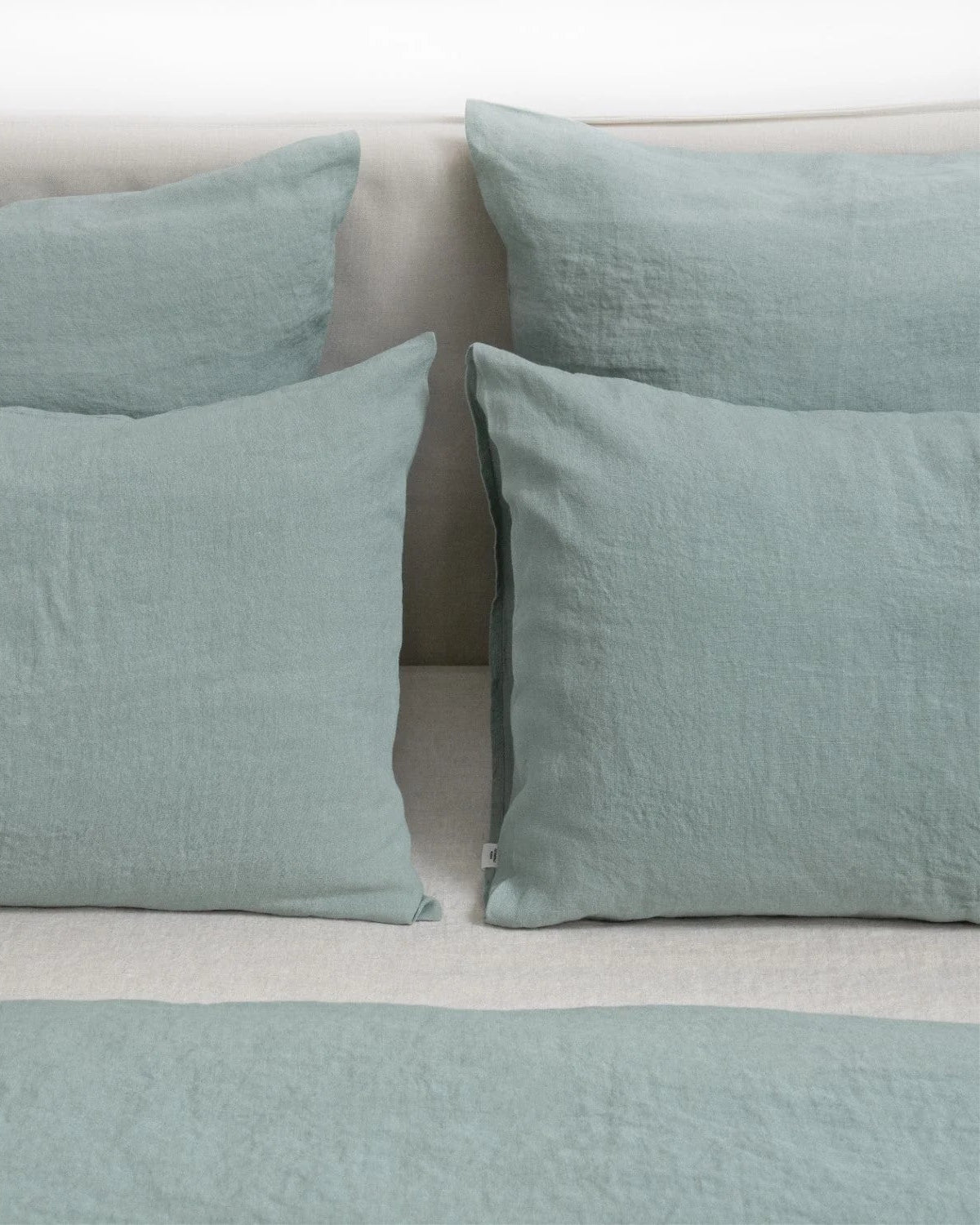 Green Milieu - set copripiumino in lino verde grigio + federe