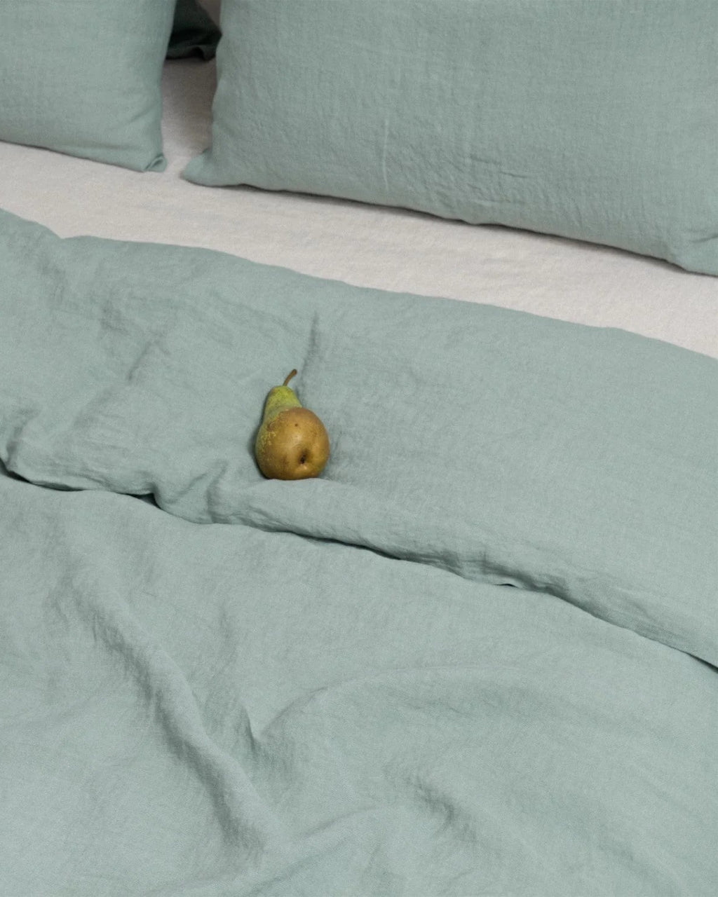 Green Milieu - set copripiumino in lino verde grigio + federe