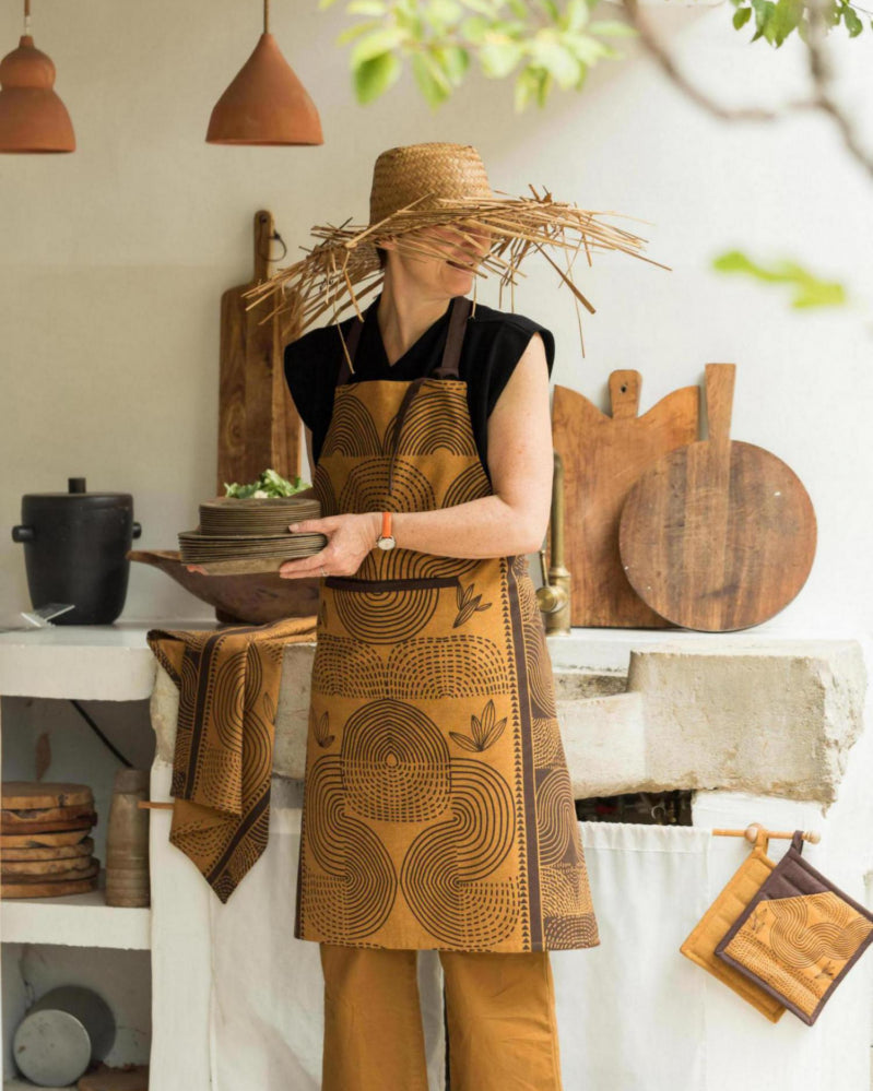 Grembiule da cucina riciclato Etna Ambre 72 X 85