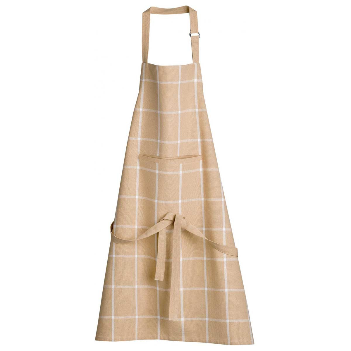 Grembiule da cucina in cotone a quadri beige