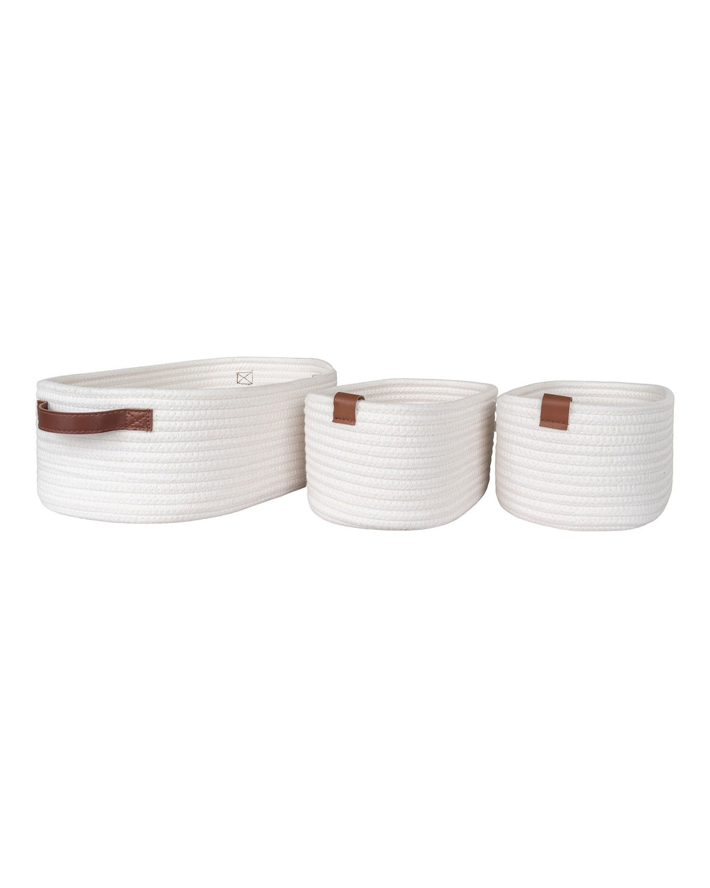 Jarana - Set 3 Cestini in cotone, bianchi