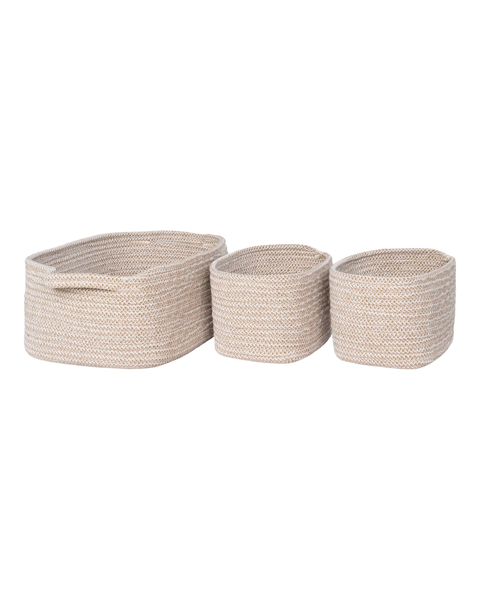 Teixo - Set 3 cestini in cotone, beige