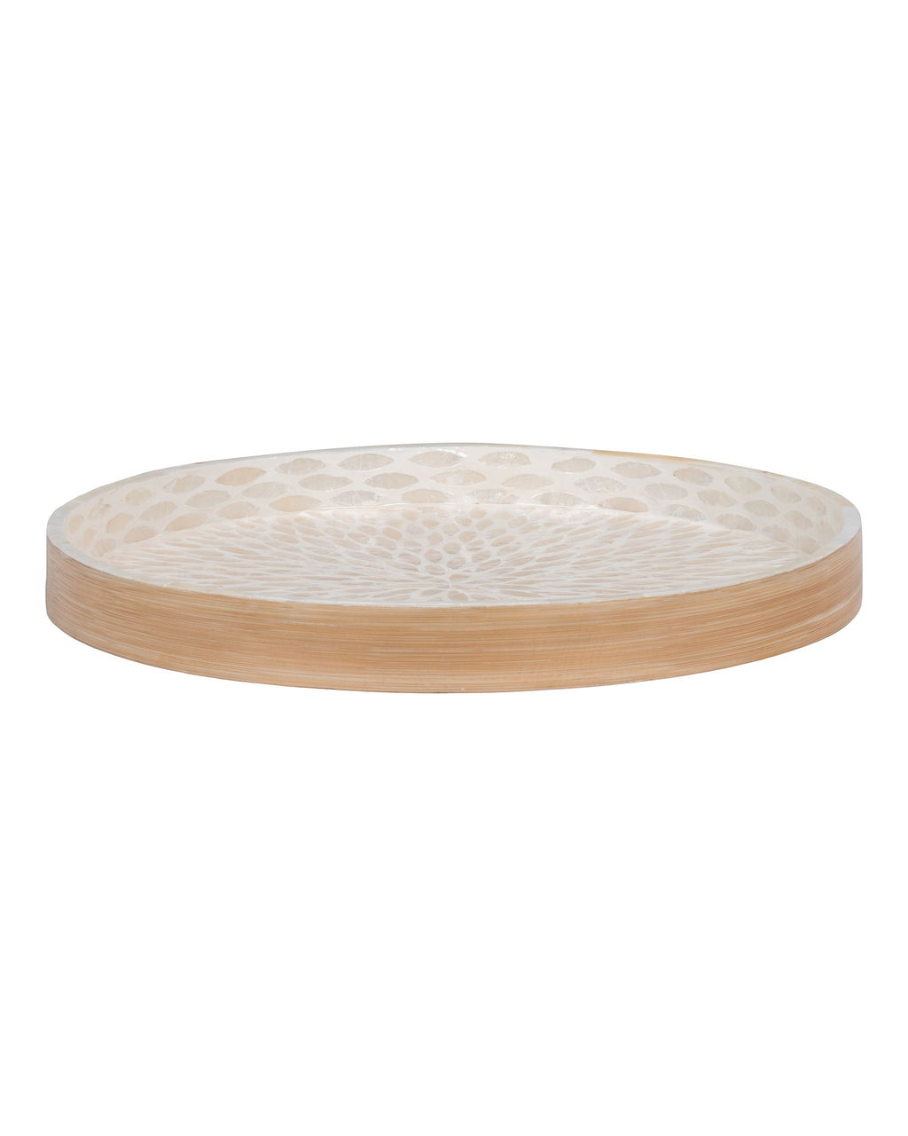 Liam - Vassoio in bamboo e conchiglia naturale, beige, 40x40x3,5 cm