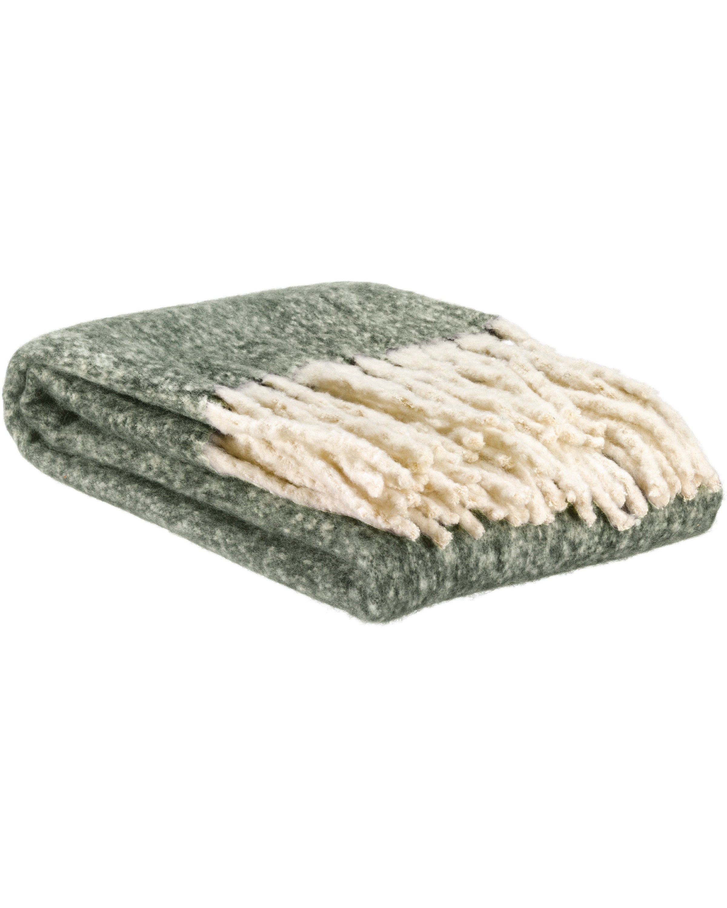 Isabel - Plaid tinta unita in poliestere riciclato verde oliva,  130 X 160