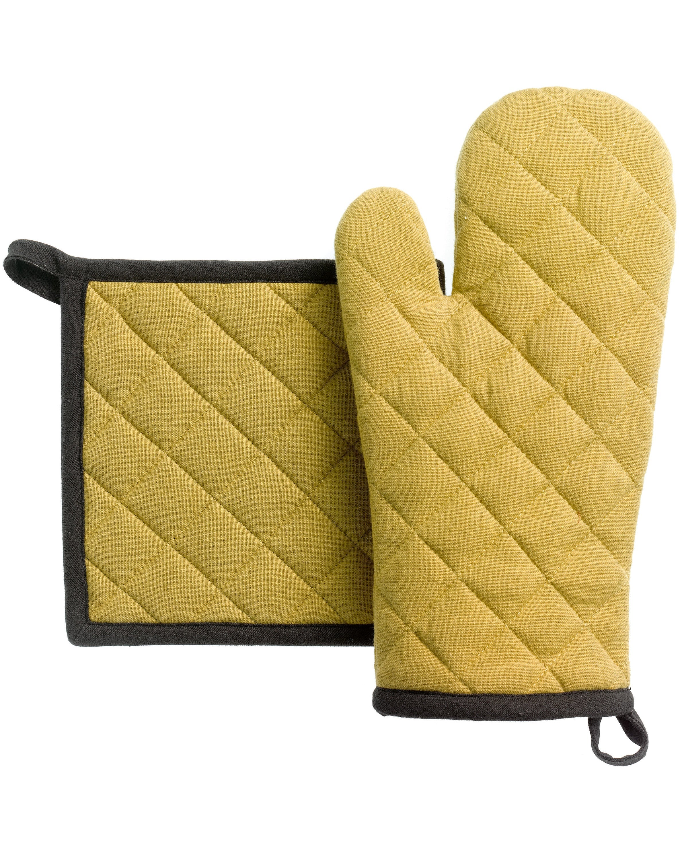 Grace - Set guanto e presina da cucina in cotone riciclato, giallo 15 X 32