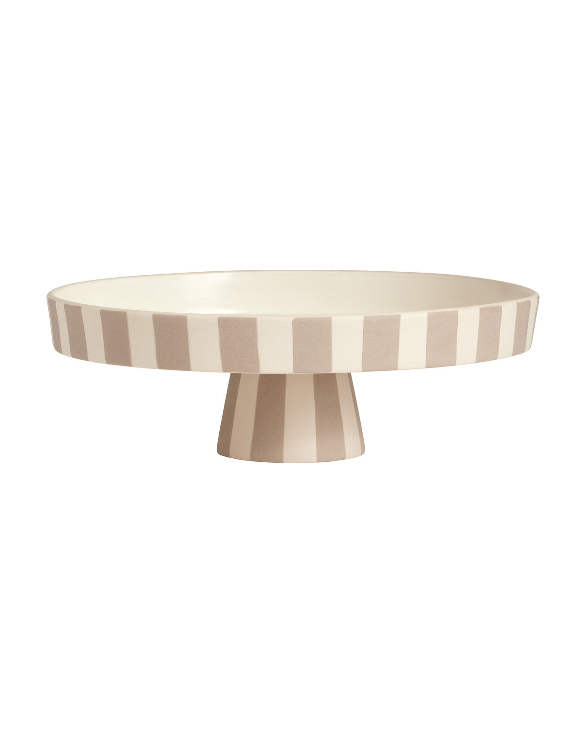 Toppu - Vassoio grande, in ceramica a righe beige