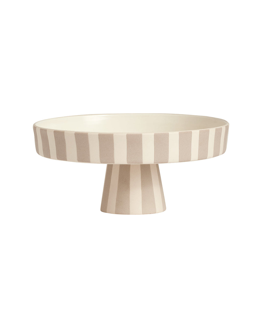 Toppu - Vassoio medio in ceramica a righe beige