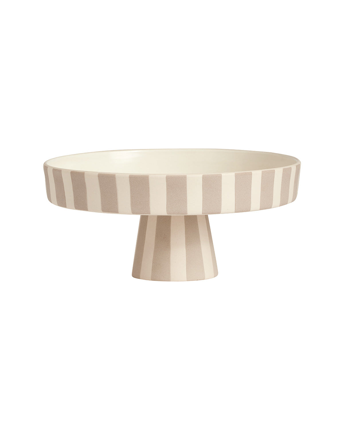 Toppu - Vassoio medio in ceramica a righe beige