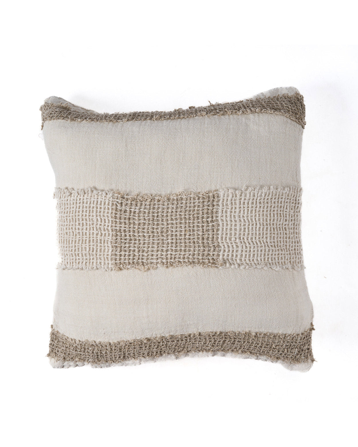 The linen Threads - Fodera per cuscino lino bianco e naturale