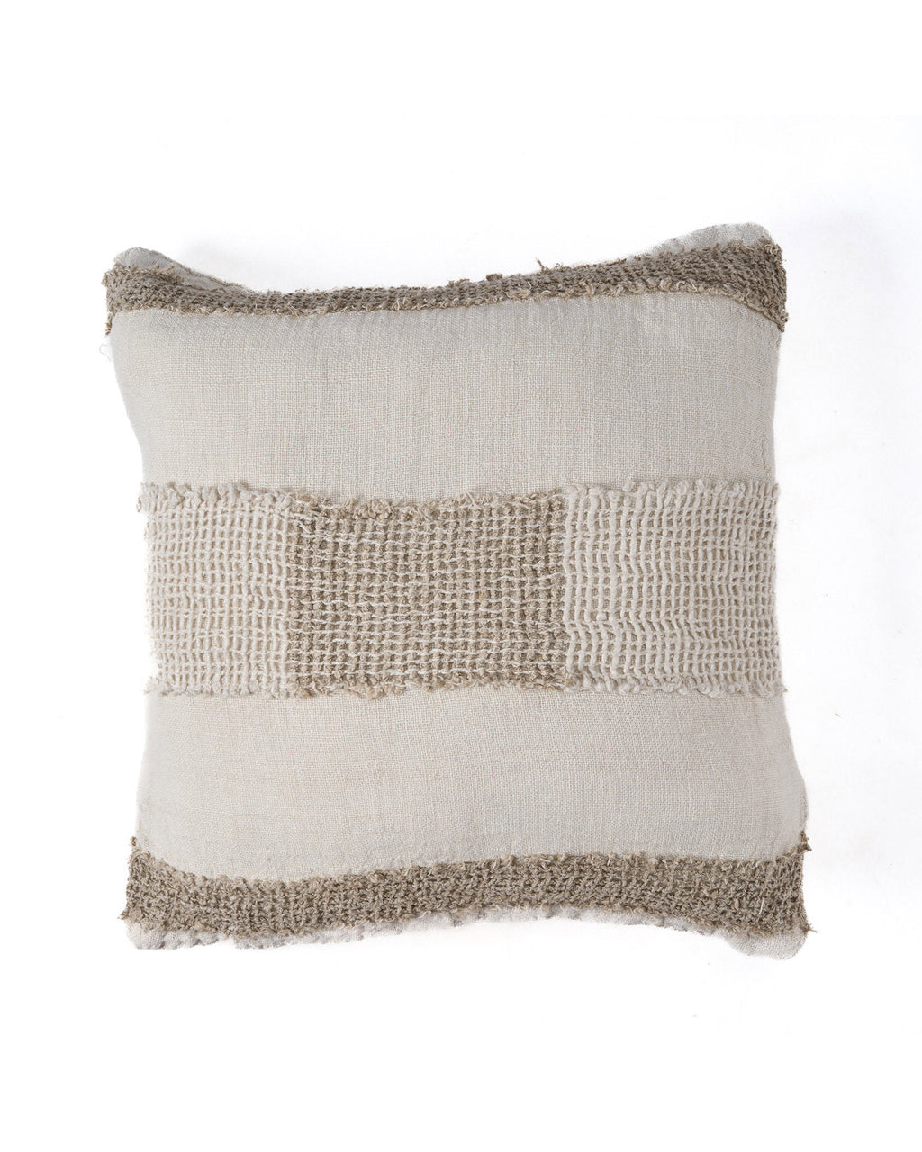 The linen Threads - Fodera per cuscino lino bianco e naturale