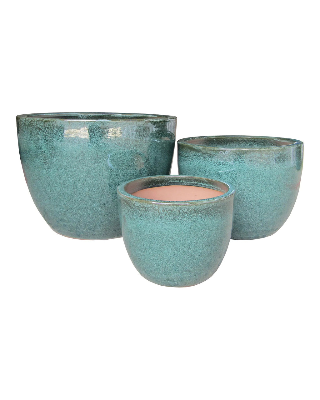 Burnley - set tre vasi in terracotta smaltata, per esterni