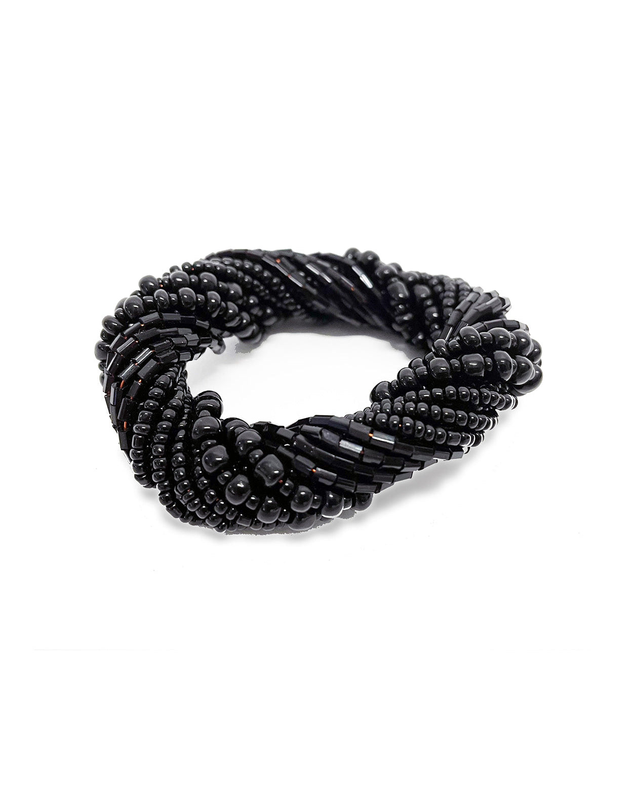 Ring - Anello porta tovagliolo con perline - Nero