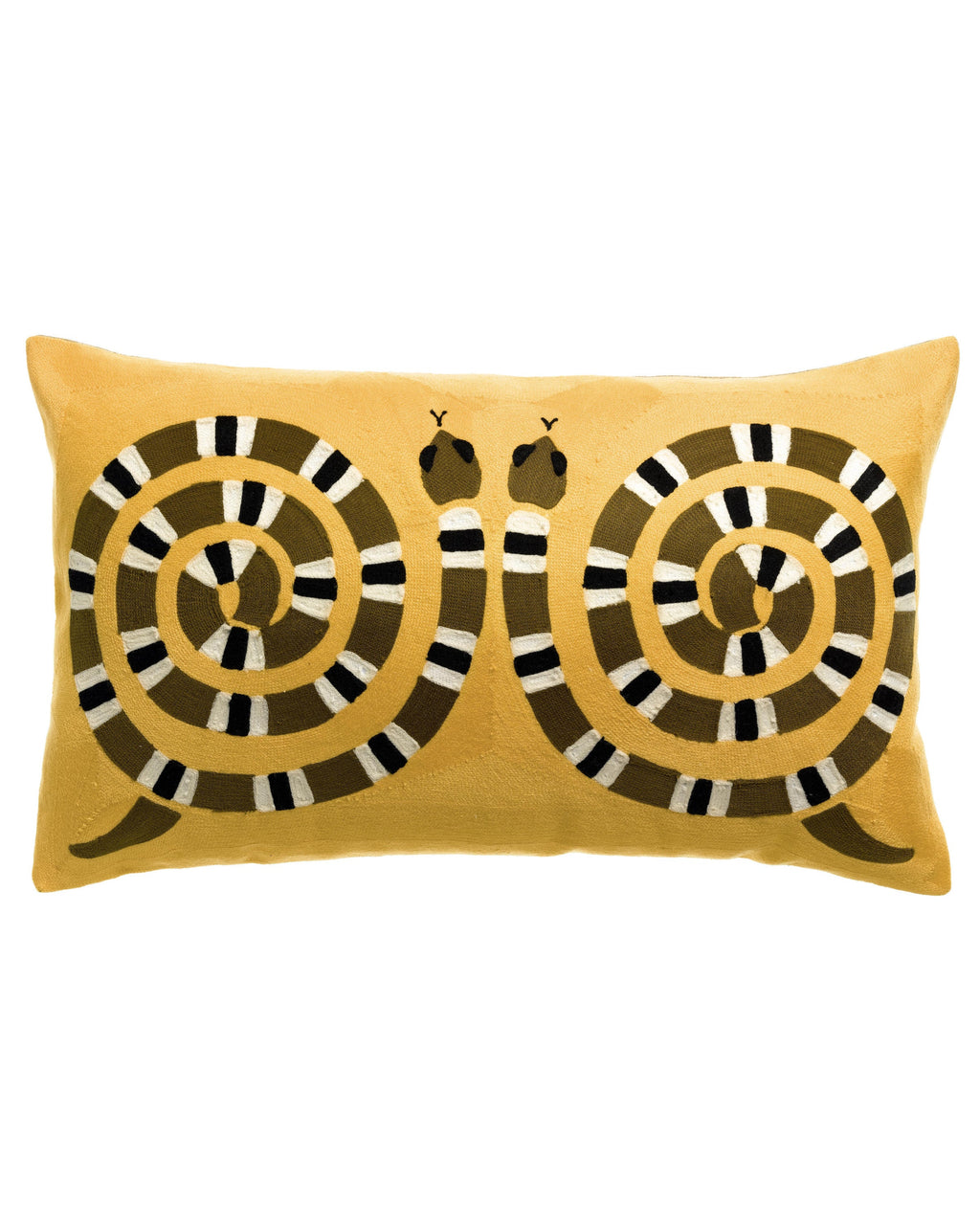 Yoka - Cuscino ricamato giallo, 40 X 65