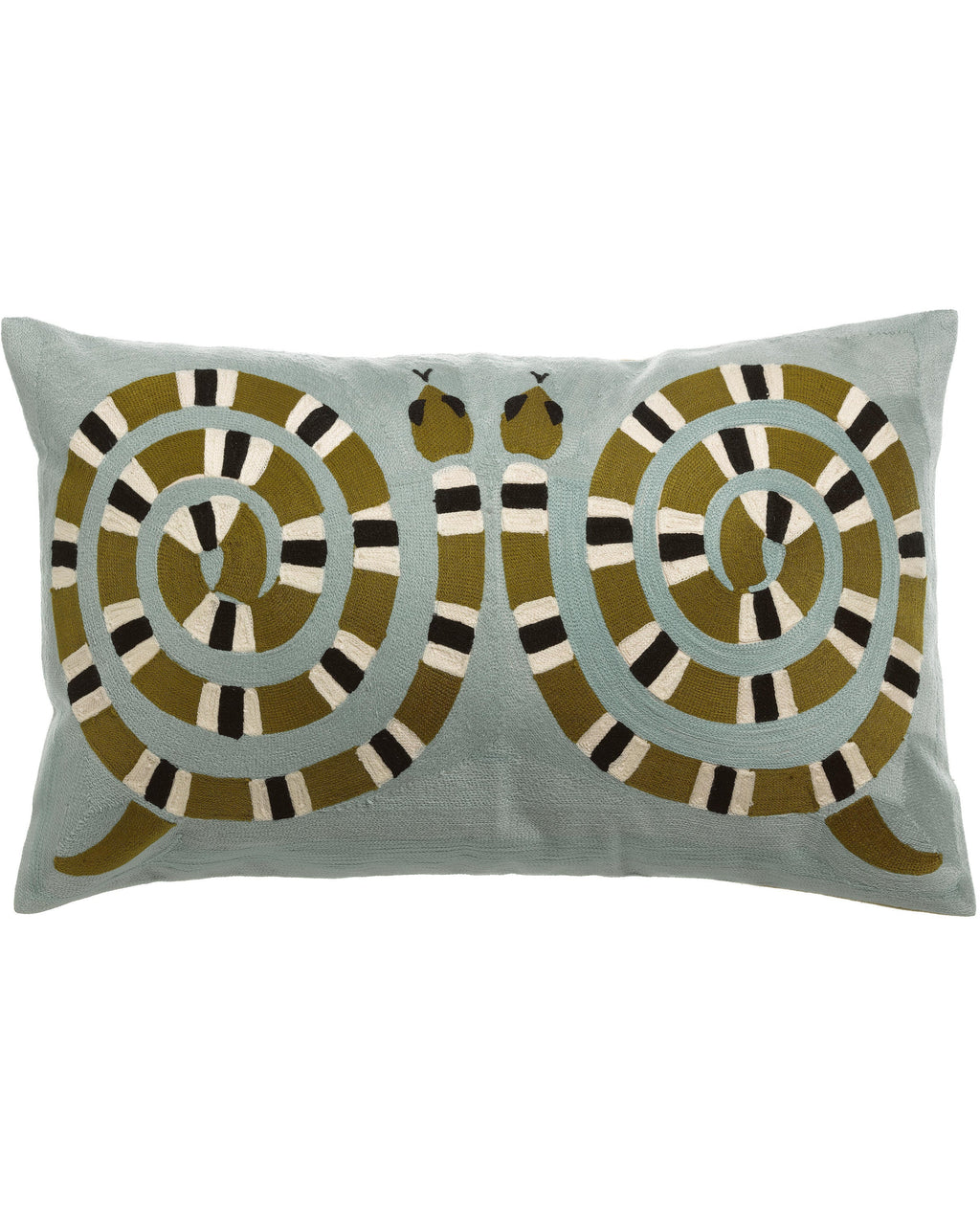 Yoka - Cuscino ricamato azzurro, 40 X 65