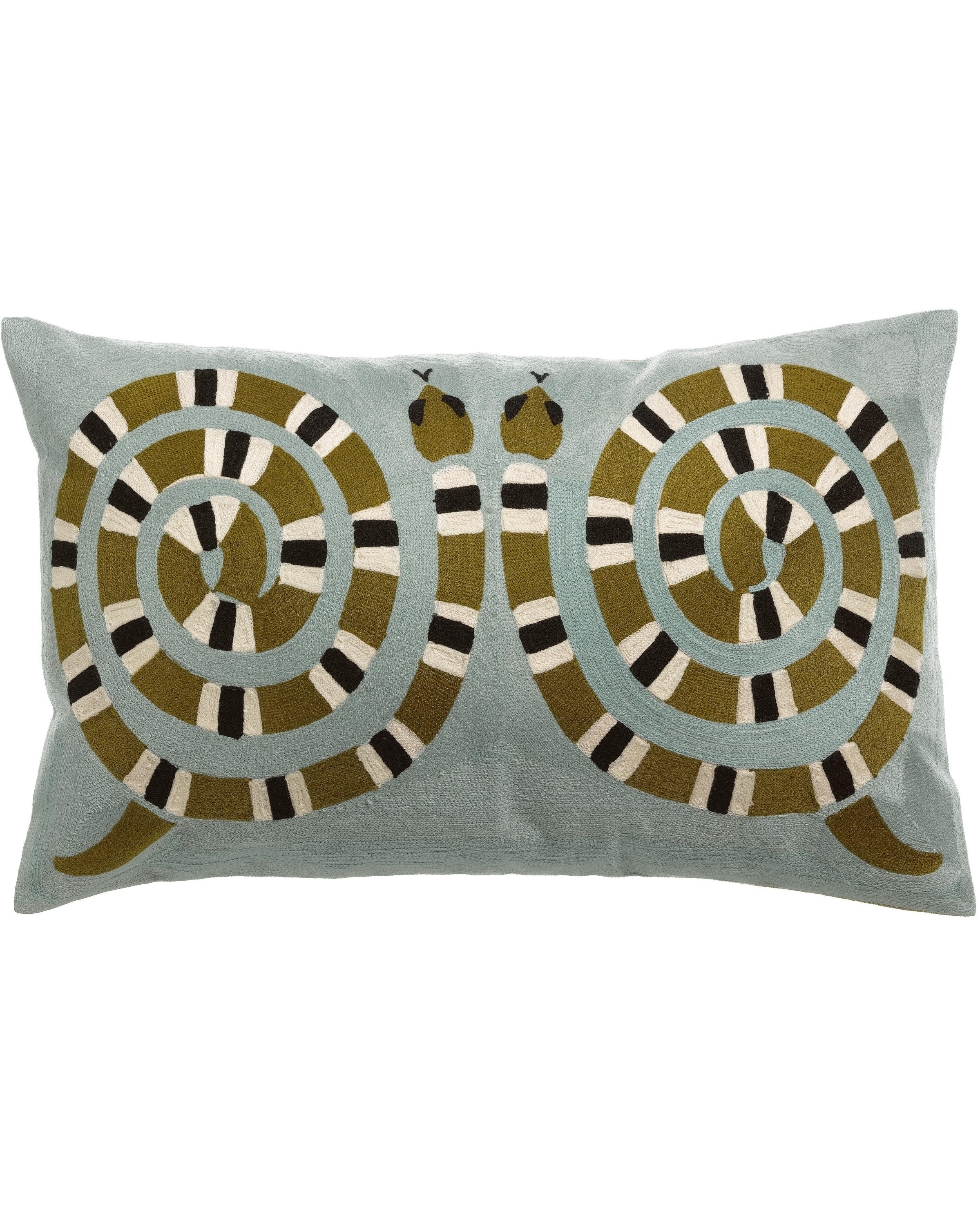 Yoka - Cuscino ricamato azzurro, 40 X 65