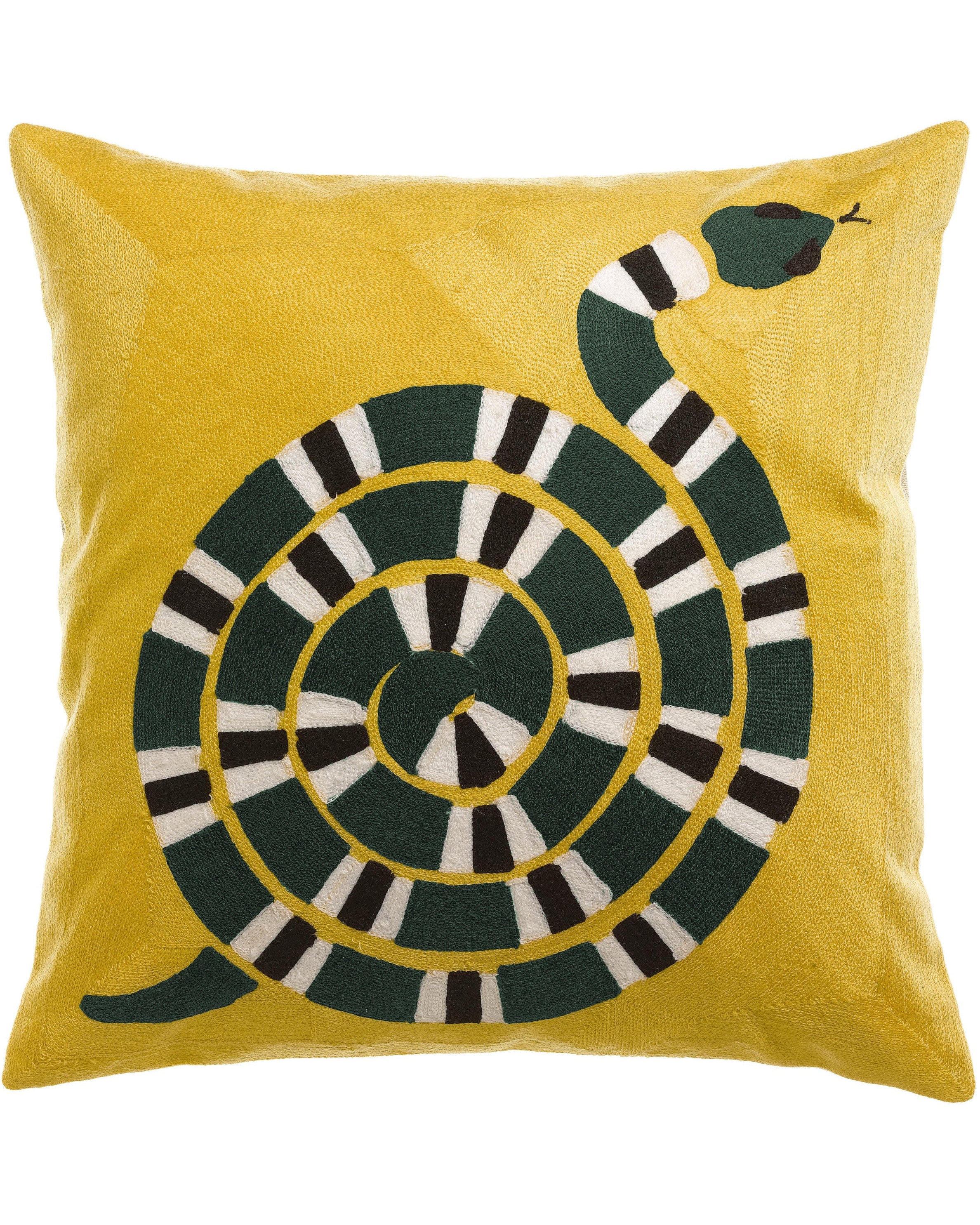 Yoka - Cuscino ricamato giallo, 45 X 45