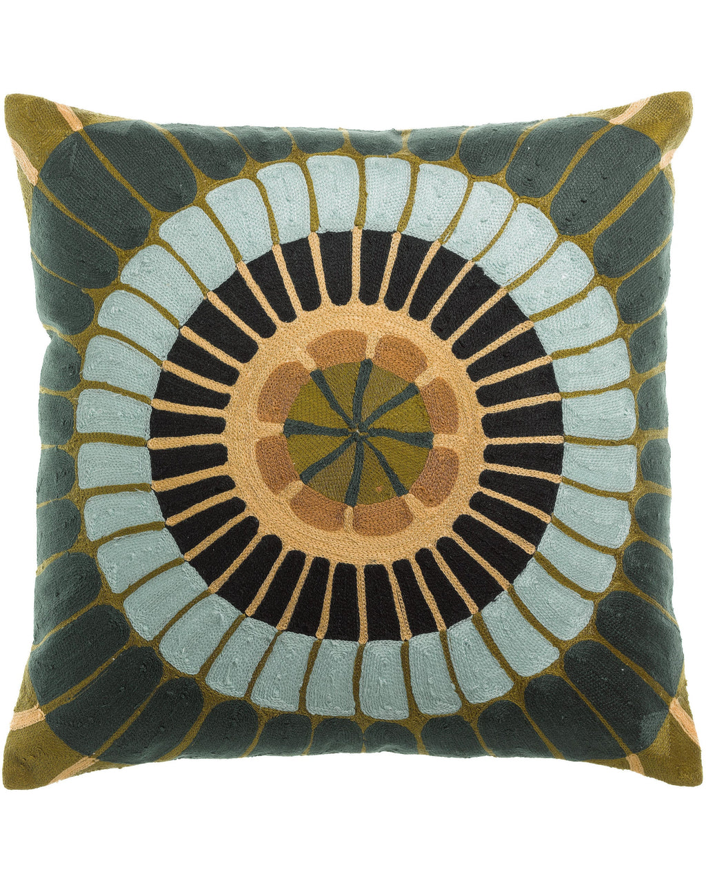 Zeno - Cuscino ricamato fantasia verde,  45 X 45