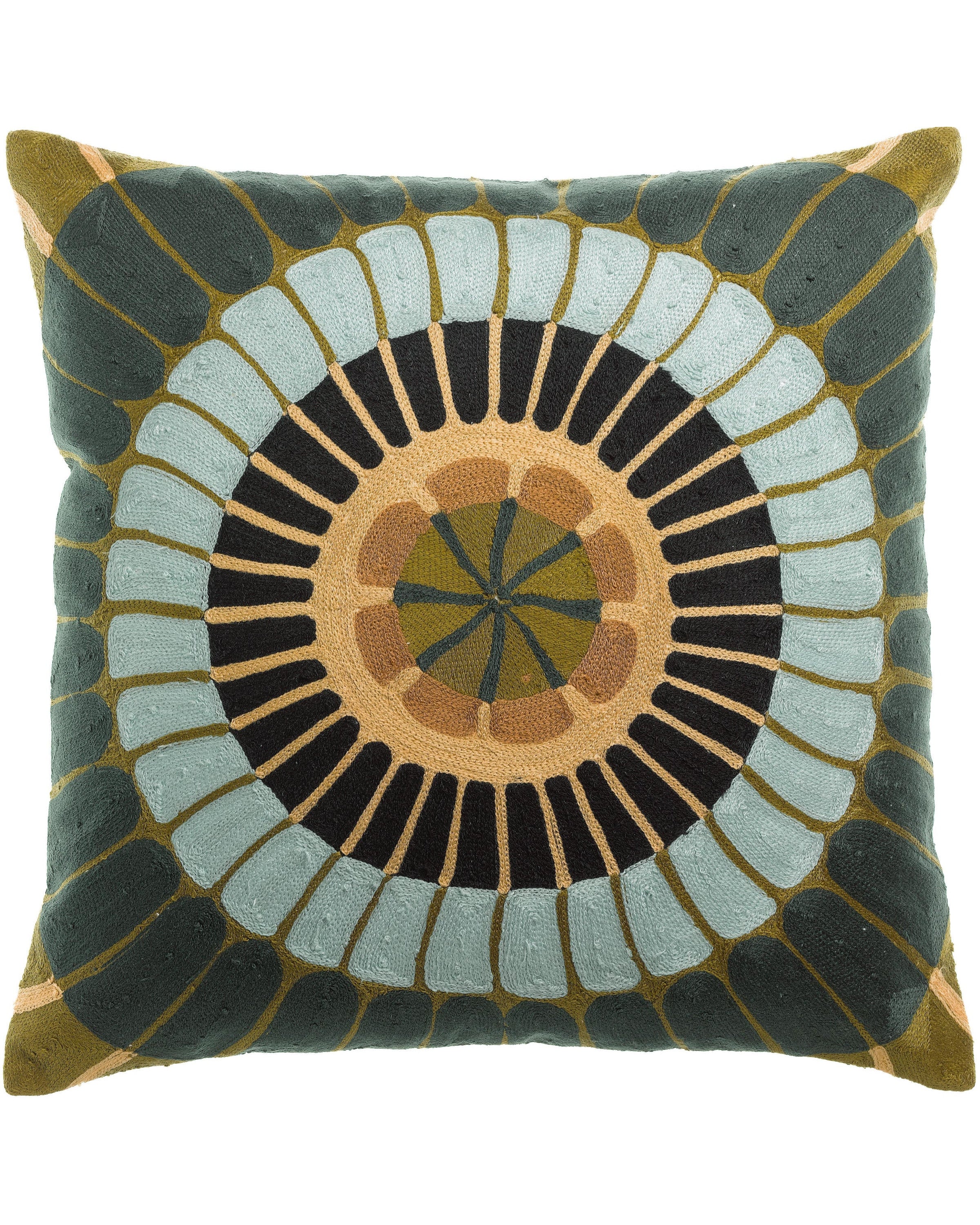 Zeno - Cuscino ricamato fantasia verde,  45 X 45