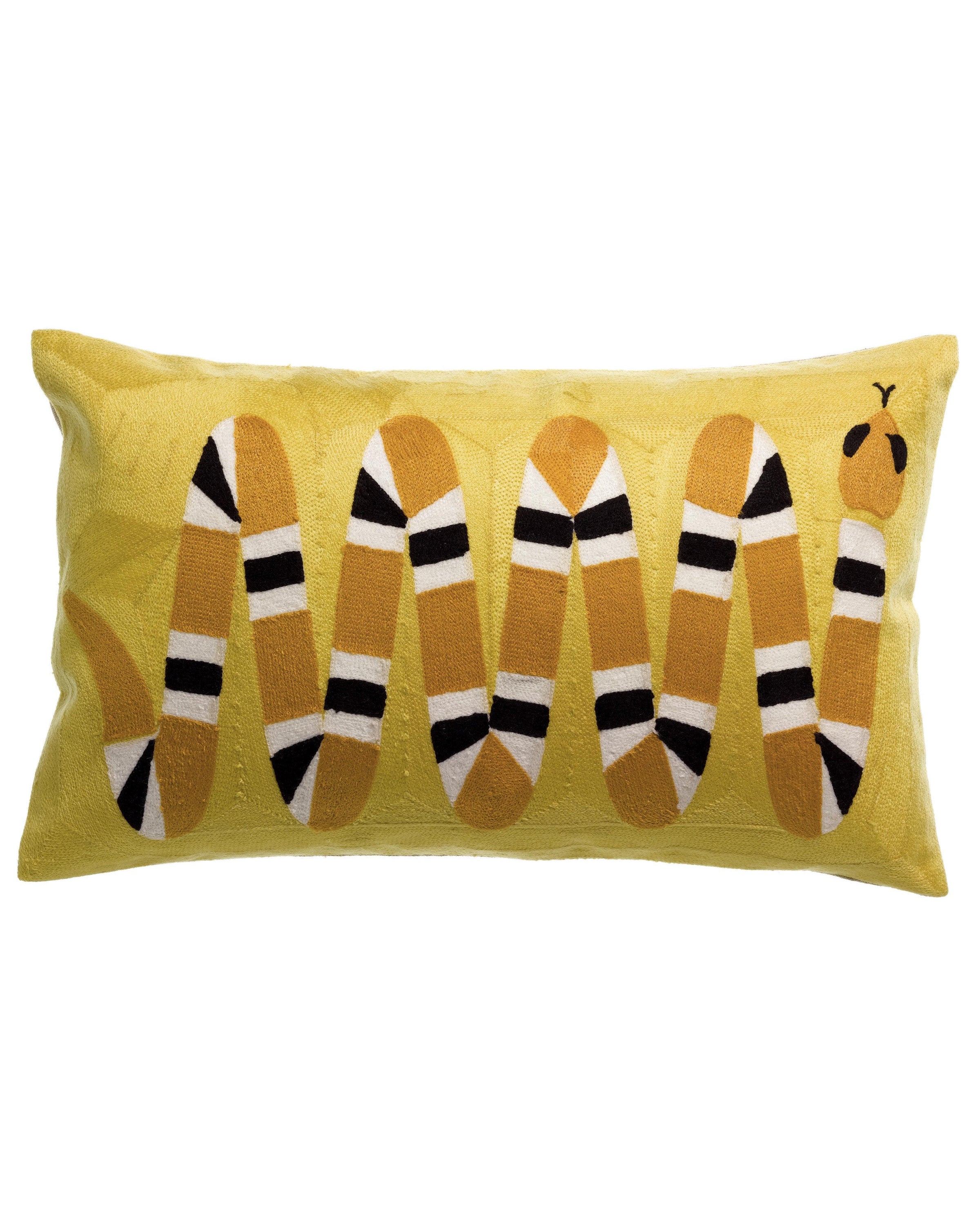 Yoka - Cuscino ricamato giallo 30 X 50