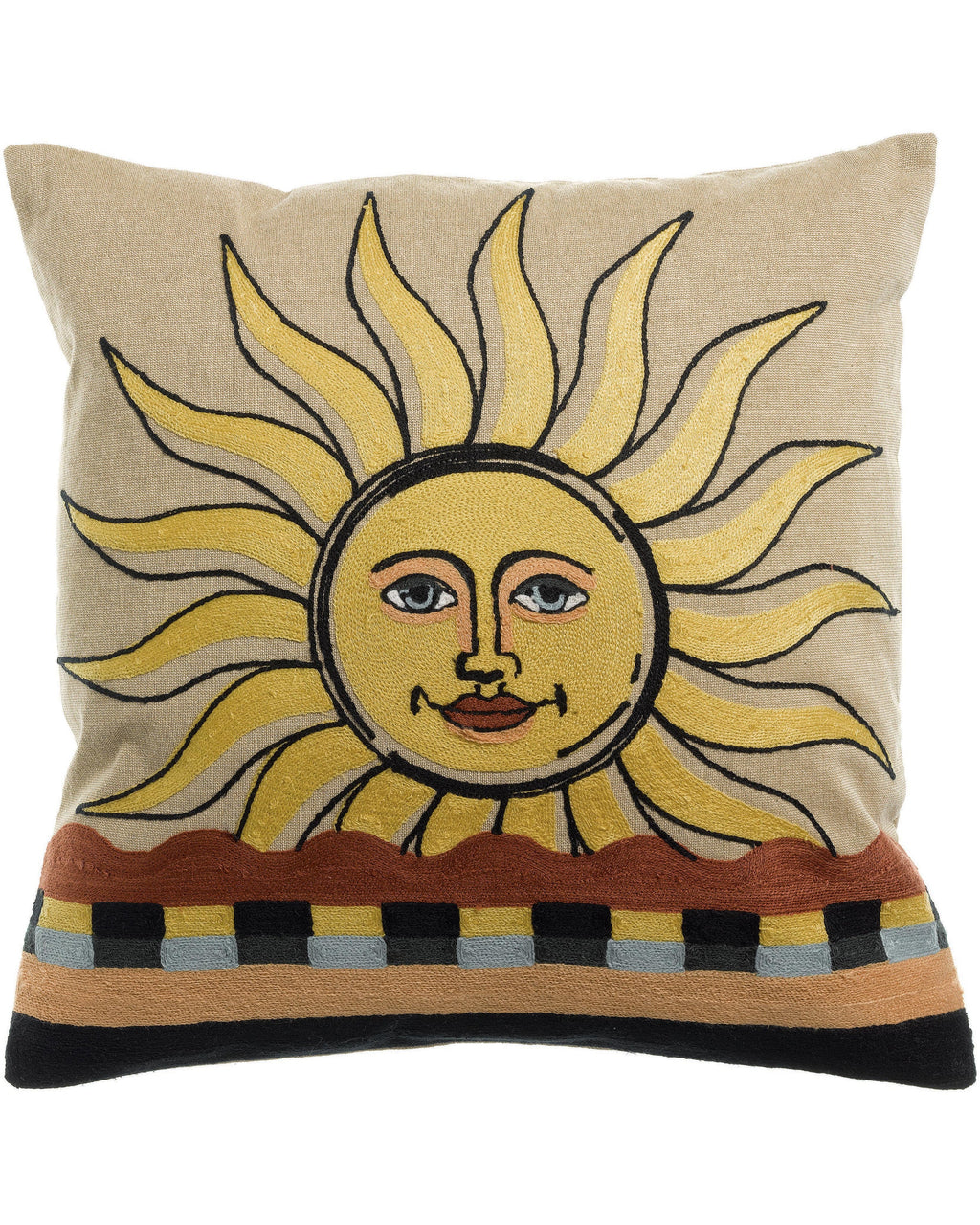 Adria - Cuscino ricamato con sole, 45 X 45