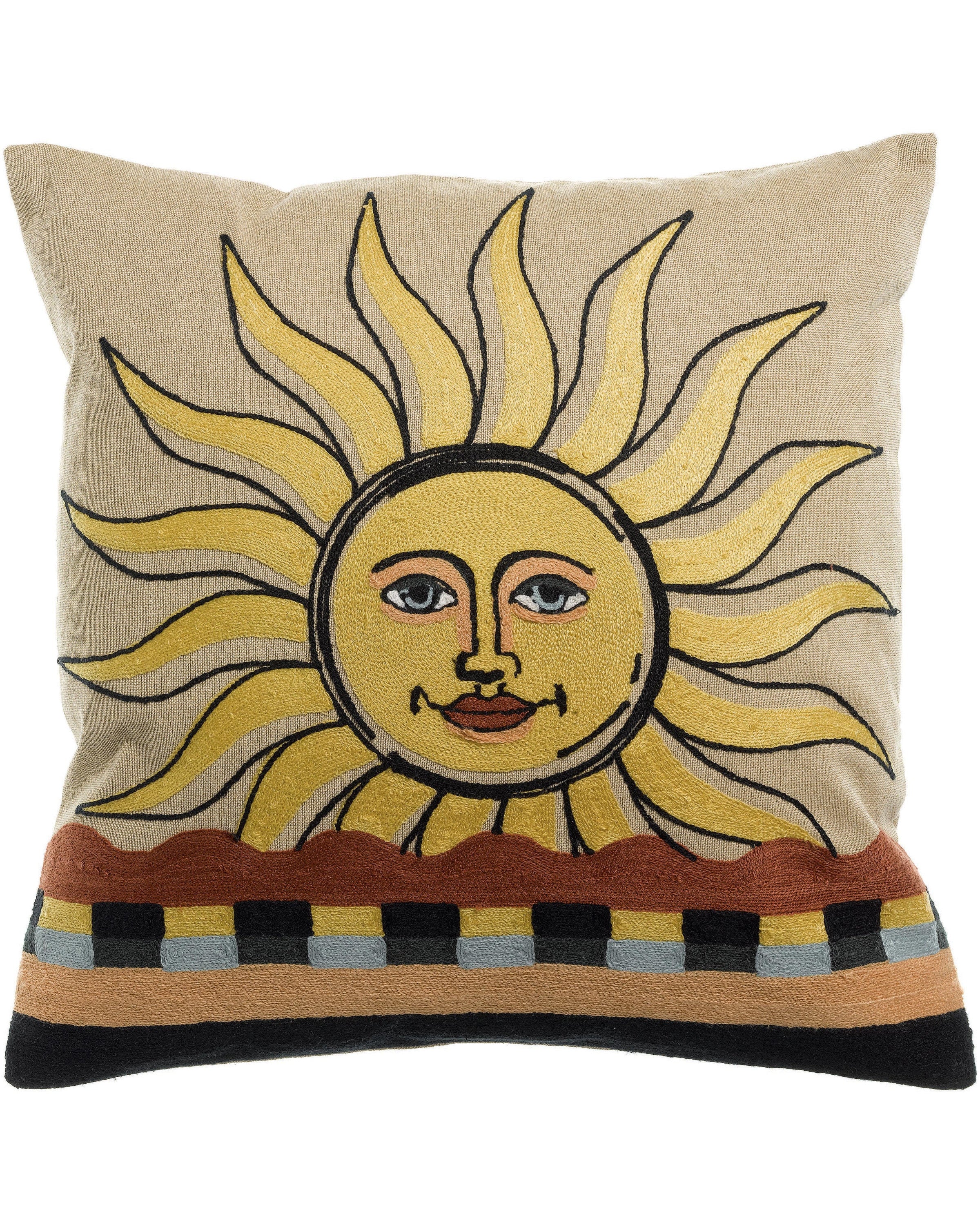 Adria - Cuscino ricamato con sole, 45 X 45