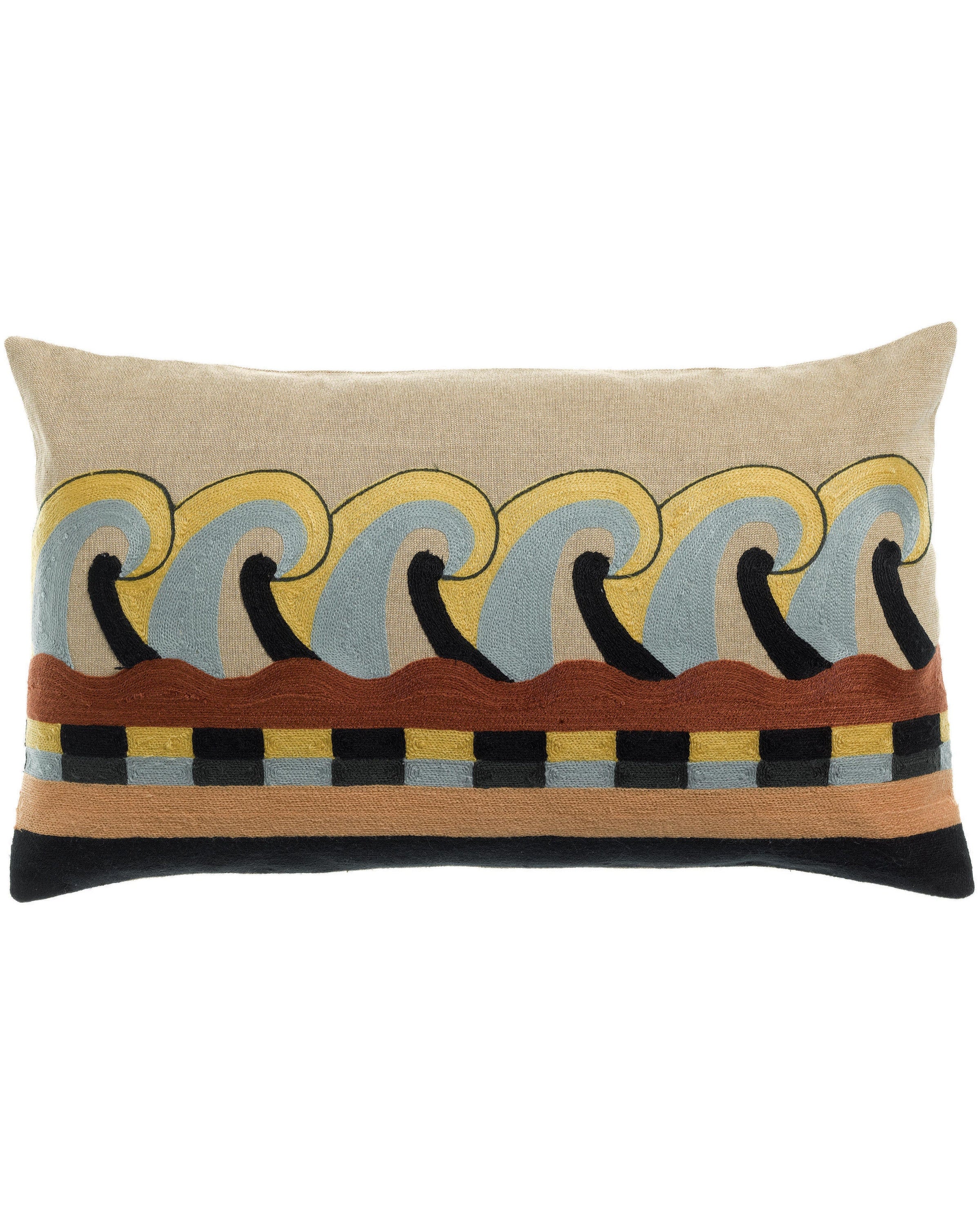 Adria - Cuscino ricamato con onde, 30 X 50