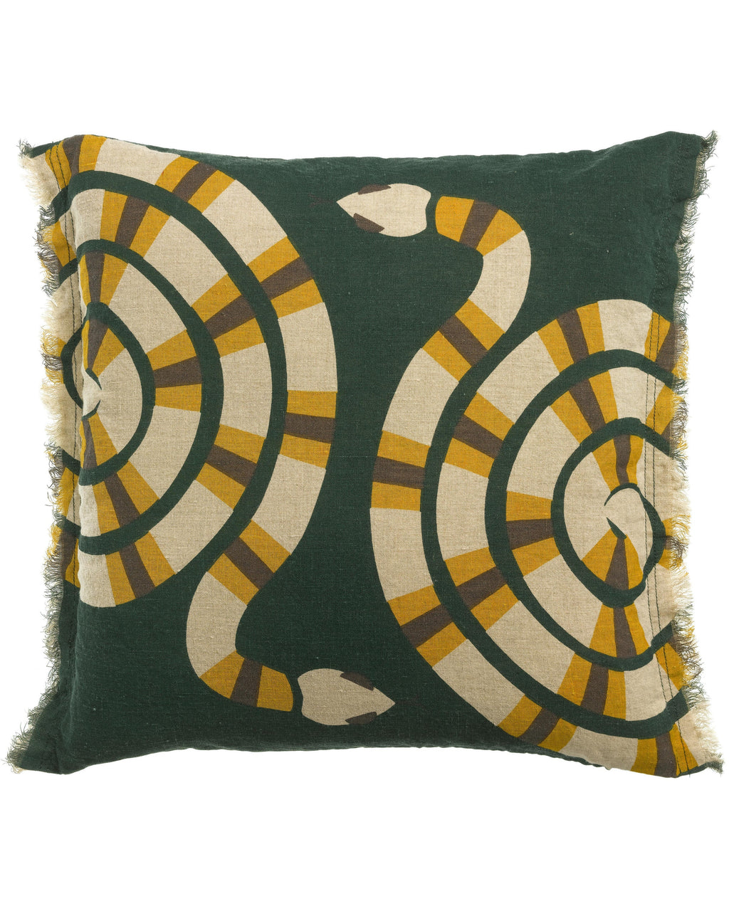 Yoka - Cuscino in lono verde scuro, 45 X 45