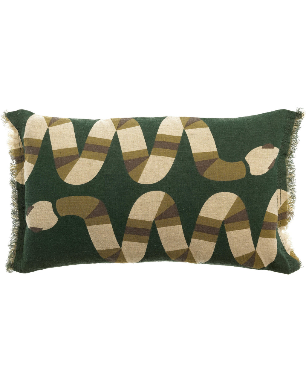 Yoka - Cuscino in lino verde scuro, 30 X 50